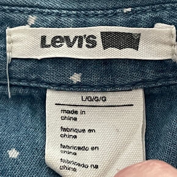 Levi's Light Blue Star Polka Dot Sleeveless Shirt - Picture 5 of 6